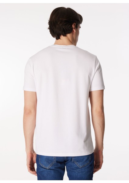 Bisiklet Yaka Beyaz Erkek T-Shirt 4C4800000012