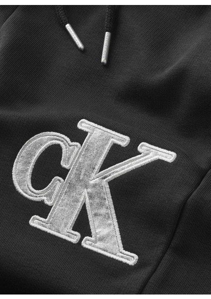Lastikli Paça Siyah Kadın Eşofman Altı Metallıc Monogram Sweatpants