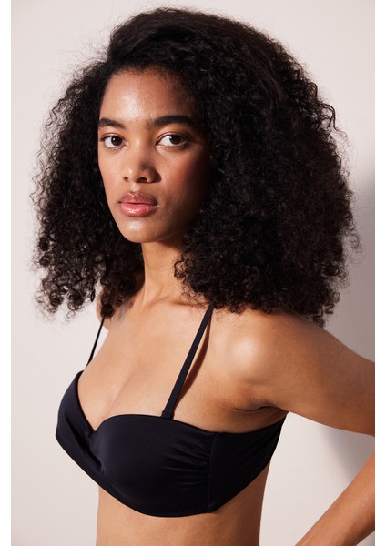 Strapless Cup Siyah Bikini Üstü modelleri