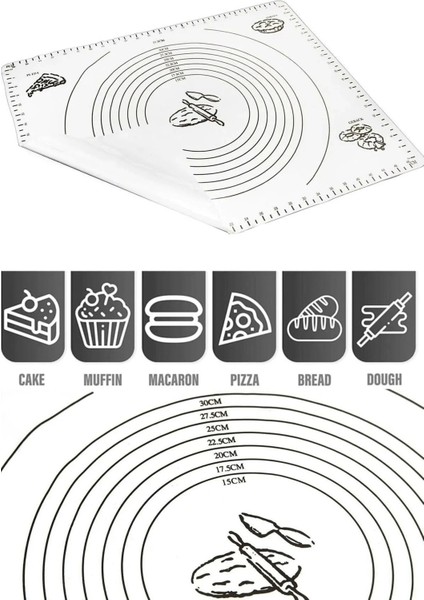 Silpat Hamur Açma Silikon Çok Amaçlı Pasta Fırın Hamur Alt Açma Çok Renkli Büyük Boy