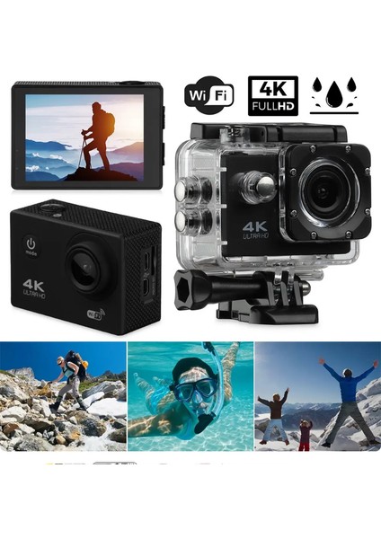 Profesyonel Çok Fonksiyonlu Ultra 4K 1080P Eylem Wifi Kamera Dv Spor Kamera Mini Akıllı Su Altı Kamera Su Geçirmez