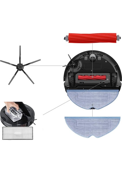 Roborock S7 Pro Ultra/s7 Maxv Ultra, Toz Torbaları, Ana Fırçalar, Yan Fırçalar, Filtreler, Posta Mendilleri, Aletler Için Aksesuar Seti (Yurt Dışından)
