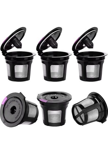 Yeniden Kullanılabilir K Bardaklar, 6 Paket K Bardak Plastikli Yeniden Kullanılabilir Kahve Kapsülleri, 304 Mess'li Yeniden Doldurulabilir K Bardak Kahve Kapsülleri (Yurt Dışından)
