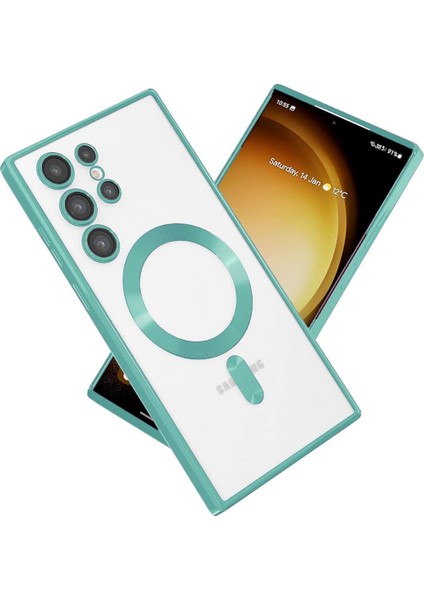 Samsung Galaxy S23 Ultra Kılıf Şeffaf Magsafe Lens Korumalı Mat Kross Silikon Kapak