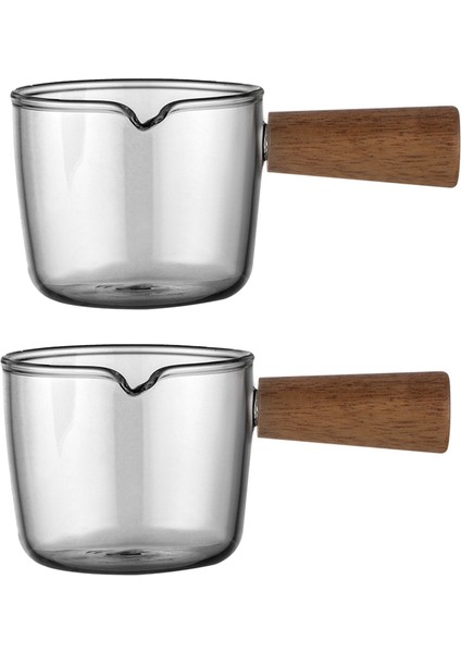Şeffaf Küçük Süt Sürahisi Yüksek Borosilikat Cam Küçük Süt Sürahisi Ahşap Saplı Mini Kahve Fincanı (Yurt Dışından)