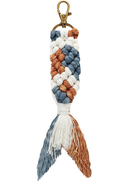 Mini Makrome Denizkızı Anahtarlıklar Boho Çanta Charms Araba Anahtarı Çanta Malzemeleri Için El Işi Aksesuar, Gri-Kahve (Yurt Dışından)