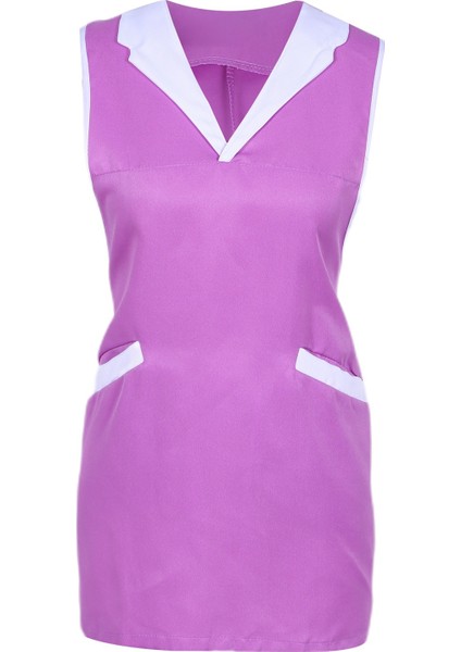 Mor Berber Kolsuz Tırnak Garson Önlük Kadınlar Için Restoran Mutfak Ev Önlük Yetişkin Çalışma Kahve Dükkanı Önlük Cepli (Yurt Dışından)