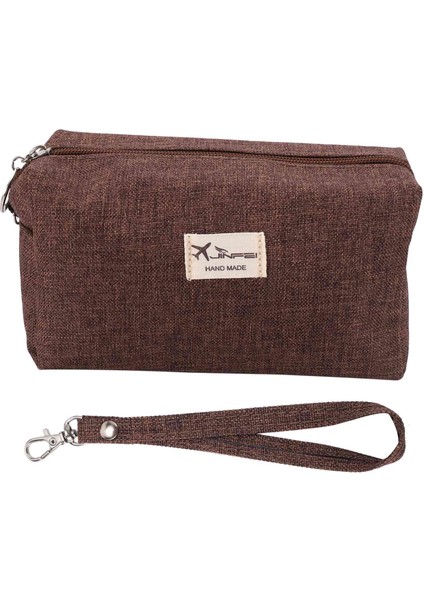 Kahve Rengi Kore Tarzı Makyaj Çantaları Tuval Seyahat Kozmetik Çantası Küçük Organizatör Kadın Makyaj Çantası Makyaj Çantası Güzellik Depolama (Yurt Dışından)