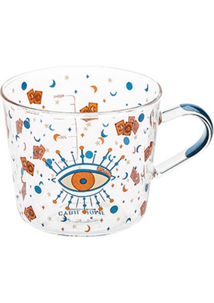 500ML Ölçekli Cam Kupa Kahvaltı Süt Kahve Fincanı Ev Çift Su Bardağı Desen Drinkware Fincan-Gözler (Yurt Dışından)