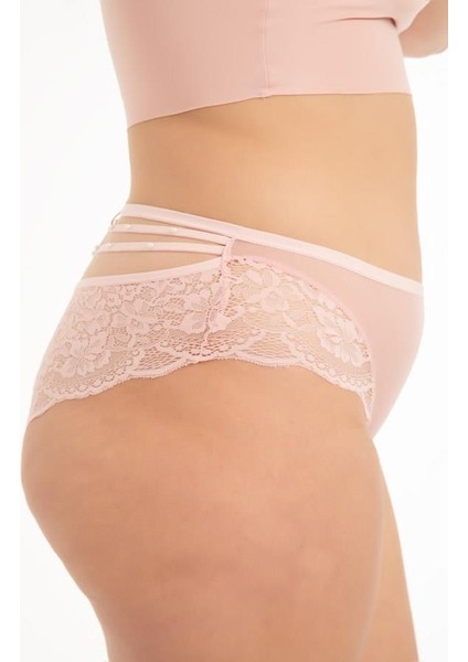 Transparan Tüllü Dantel ve Taş Detaylı Büyük Beden Kadın Bikini Külot 5'li Paket fırsatları