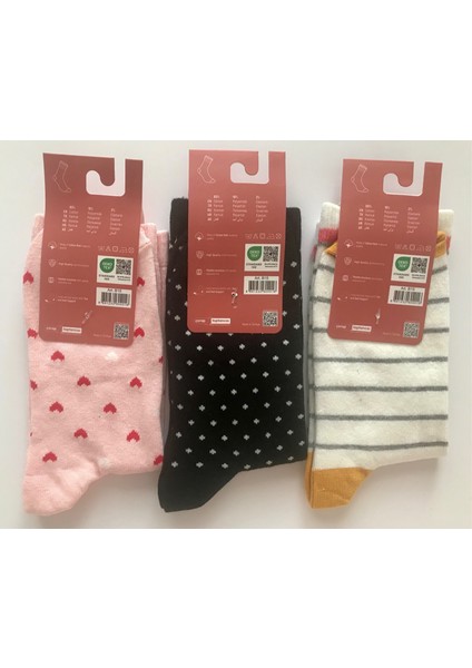 3'lü Desenli Lüks Soket Çorap