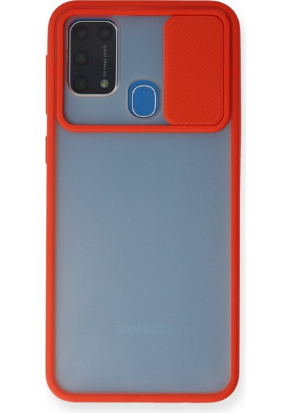 Samsung Galaxy M31 Kılıf Palm Buzlu Kamera Sürgülü Silikon - Kırmızı 327107