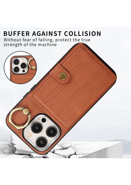 Iphone 15 Pro Kasa Fırçalanmış Pu Deri+Tpu Ring Kickstand Brown Telefon Kılıfı (Yurt Dışından) fırsatları