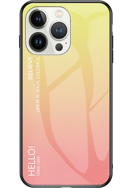 Iphone 15 Pro Temperli Cam Arka Pc+Tpu Gradient Renk Tasarım Telefon Vaka Sınıfı Sarı Telefon Kılıfı (Yurt Dışından)