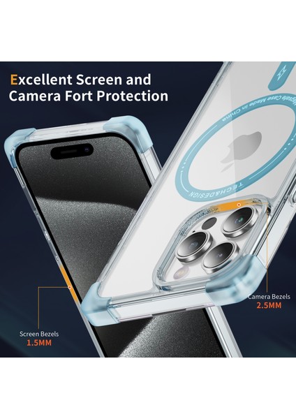 (Büyük Arka Lens Deliği) ile Uyumlu iPhone 15 Pro Için Ysm Takviyeli Köşeler Serisi Transparent Mavi Telefon Kılıfı (Yurt Dışından) indirimleri