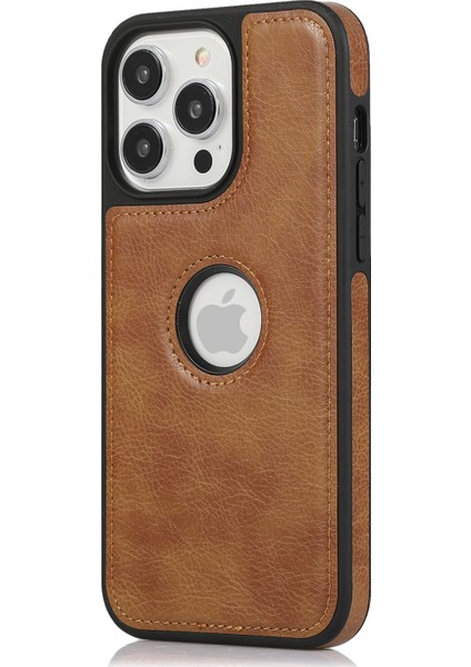 Iphone 15 Pro Max Case Pu Pu Derili Kaplamalı Tpu Doğru Renk Logo Cep Telefonu Kahverengi Görüntüleyin Telefon Kılıfı (Yurt Dışından)