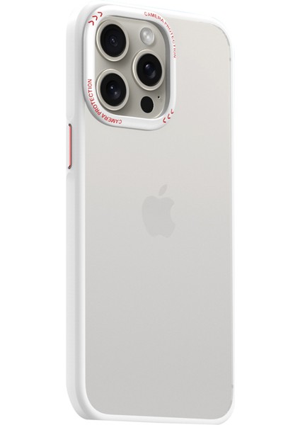 Iphone 15 Pro Max Mat Metal Lens Çerçevesi Koruyucu Tespit Beyaz Telefon Kılıfı (Yurt Dışından)