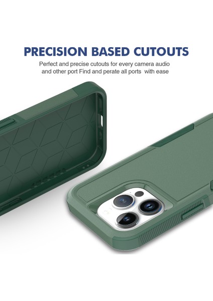 Iphone 15 Pro Cratch Anti Clatch Pc+Tpu Şok Geçirmez Geri Dark Yeşil Telefon Kılıfı (Yurt Dışından)