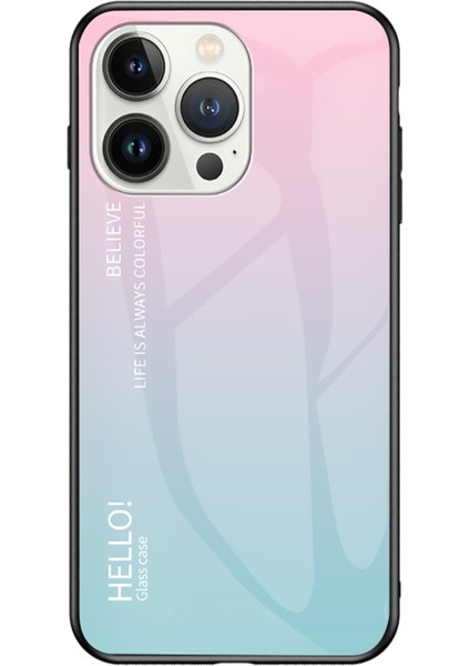 Iphone 15 Pro Temperli Cam Arka Pc+Tpu Gradyan Renk Tasarımı Telefon Vaka Sınıf Pembe Mavi Telefon Kılıfı (Yurt Dışından)