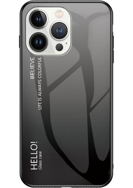 Iphone 15 Pro Temperli Cam Arka Pc+Tpu Gradyan Renk Tasarımı Telefon Vaka Sınıfı Siyah Gri Telefon Kılıfı (Yurt Dışından)