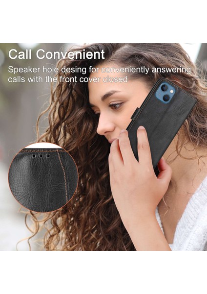 Iphone 15 Plus Deri Için Uzun ve Kısa Kayış Black ile Zipper Cep Telefonu Stand Kapağı Telefon Kılıfı (Yurt Dışından)