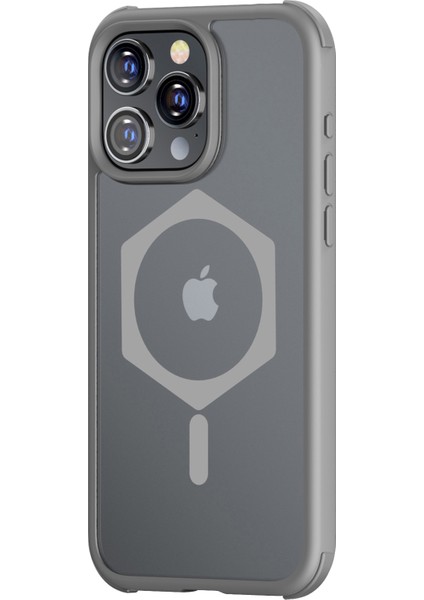 Iphone 15 Pro Max Manyetik Tpu+Pc Mat Grey ile Uyumlu Telefon Kılıfı (Yurt Dışından)