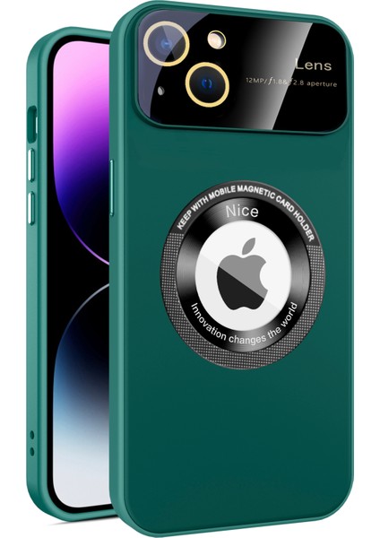 Geri Logo Büyütme Pc+Tpu Kapağı Iphone 15 Anti Drop ile Uyumlu Cam Lens Filmi Telefon Kılıfı (Yurt Dışından)