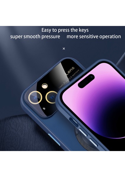 Geri Logo Büyütme Pc+Tpu Kapağı Iphone 15 Anti Drop ile Uyumlu Cam Lens Filmi Telefon Kılıfı (Yurt Dışından)