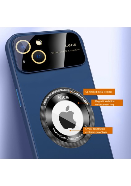 Geri Logo Büyütme Pc+Tpu Kapağı Iphone 15 Anti Drop ile Uyumlu Cam Lens Filmi Telefon Kılıfı (Yurt Dışından)