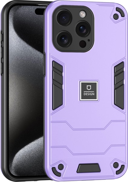 Iphone 15 Pro Max Çift Katman Sabit Pc+Yumuşak Tpu Koruyucu Morası Telefon Kılıfı (Yurt Dışından)