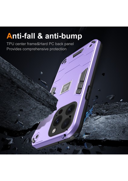 Iphone 15 Pro Max Çift Katman Sabit Pc+Yumuşak Tpu Koruyucu Morası Telefon Kılıfı (Yurt Dışından)