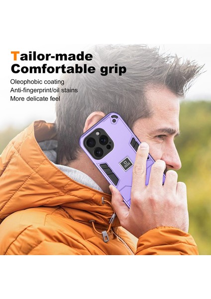 Iphone 15 Pro Max Çift Katman Sabit Pc+Yumuşak Tpu Koruyucu Morası Telefon Kılıfı (Yurt Dışından)