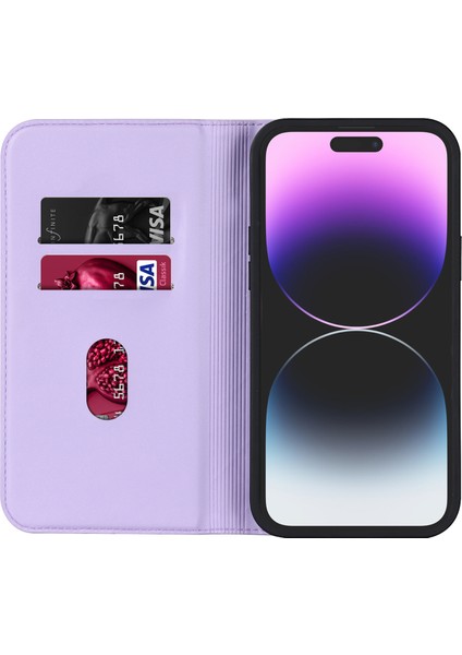 Iphone 15 Pro Max Pu Deri Telefon Kart Sahipleri Için Rfıd Engelleme Standı Kapağı Purple ile Uyumlu Telefon Kılıfı (Yurt Dışından) modelleri