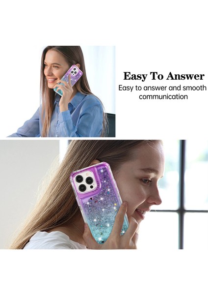Iphone 15 Pro Vasası Için Gradyan Için Quicksans ve Sıvı Akan Işıltı Tpu+Pc Arka Mor+Açık Mavi Telefon Kılıfı (Yurt Dışından) indirimleri