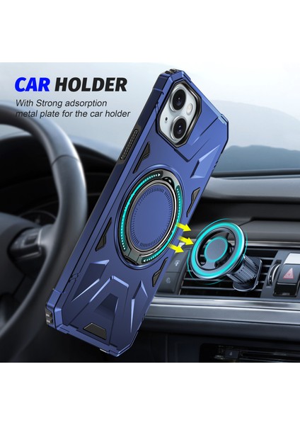 Iphone 15 Plus Cep Telefonu Şok Emici Tpu+Pc Kickstand Cover Navy Telefon Kılıfı (Yurt Dışından) fiyatları