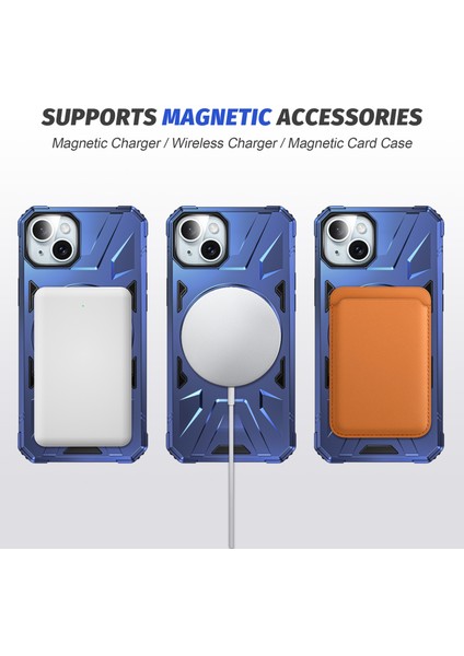 Iphone 15 Plus Cep Telefonu Şok Emici Tpu+Pc Kickstand Cover Navy Telefon Kılıfı (Yurt Dışından) modelleri