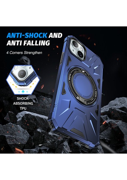 Iphone 15 Plus Cep Telefonu Şok Emici Tpu+Pc Kickstand Cover Navy Telefon Kılıfı (Yurt Dışından) indirimleri