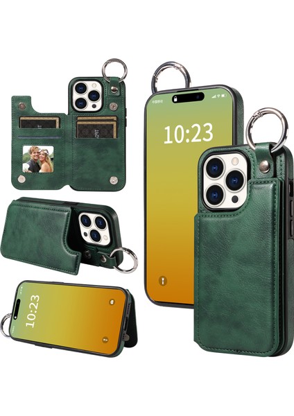 Iphone 15 Pro Case Shockproof Pu+Tpu Telefon Yeşil Telefon Kılıfı (Yurt Dışından)