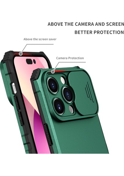 Kickstand Blackish ile Iphone 15 Pro Pc+Tpu Kapağı Şok Geçirmez Telefon Kabuğu Için Kayma Kamera Kapağı Telefon Kasası Telefon Kılıfı (Yurt Dışından) fırsatları