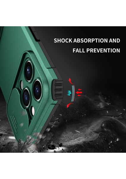 Kickstand Blackish ile Iphone 15 Pro Pc+Tpu Kapağı Şok Geçirmez Telefon Kabuğu Için Kayma Kamera Kapağı Telefon Kasası Telefon Kılıfı (Yurt Dışından) indirimleri