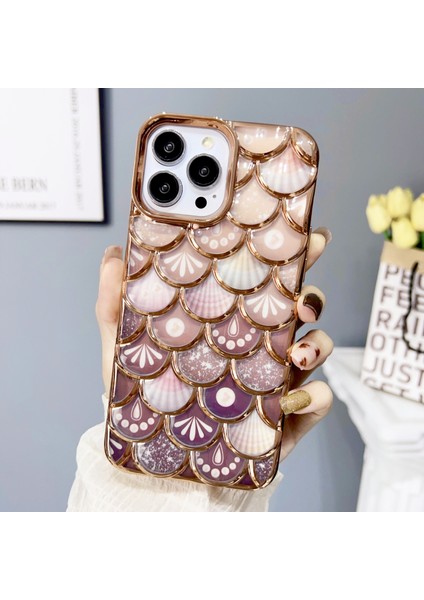Iphone 15 Pro Case Için Şık 3D Balık Ölçeği Damla Geçirmez Tpu Telefon Geri Sold Telefon Kılıfı (Yurt Dışından)