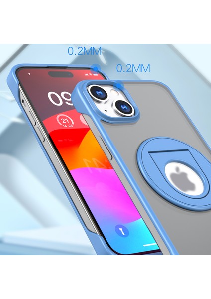 Iphone 15 Plus Artı Manyetik Kasa Yüzüğü Kickstand Tpu+Akrilik Çerçevesiz Gökyüzü Mavi Telefon Kılıfı (Yurt Dışından) fırsatları