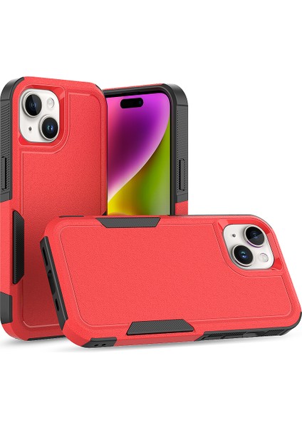 Iphone 15 Çift Katmanlı Koruma Için Pc+Tpu Anti Düşme Telefonu Vaka Kırmızısı Telefon Kılıfı (Yurt Dışından)