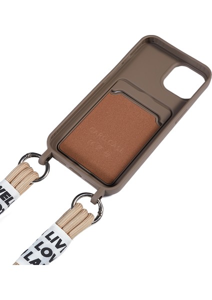Iphone 15 Pro Max Sıvı Silikon Kartı Yuvası Şok Geçirmez Koruyucu Strap Coffee Telefon Kılıfı (Yurt Dışından) modelleri