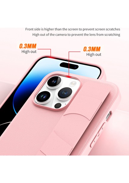 Iphone 15 Pro Pu Deri Kaplamalı Pc+Tpu Litchi Doku Telefonla Vaka Güz Mavisi Telefon Kılıfı (Yurt Dışından)