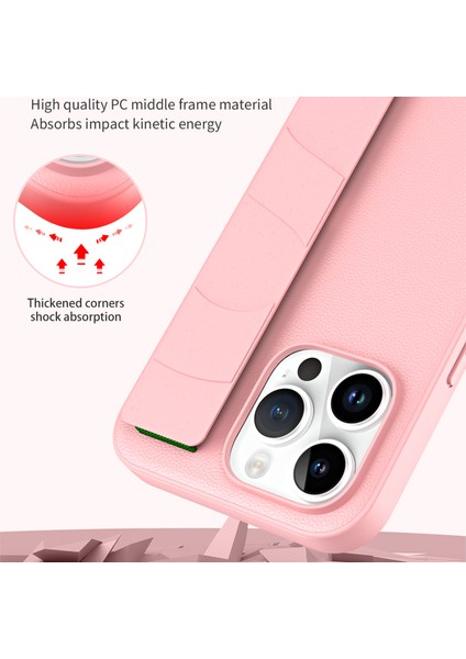 Iphone 15 Pro Pu Deri Kaplamalı Pc+Tpu Litchi Doku Telefonla Vaka Güz Mavisi Telefon Kılıfı (Yurt Dışından)