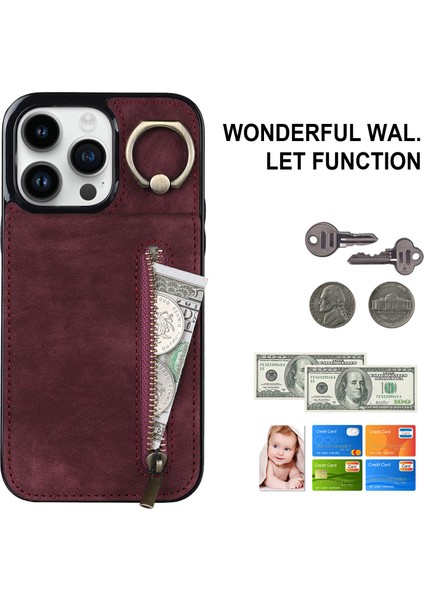 Iphone 12 Pro Max Ring Kickstand Rfıd Engelleme Pu+Tpu Cep Telefonu Vaka Kırmızısı Telefon Kılıfı (Yurt Dışından) modelleri