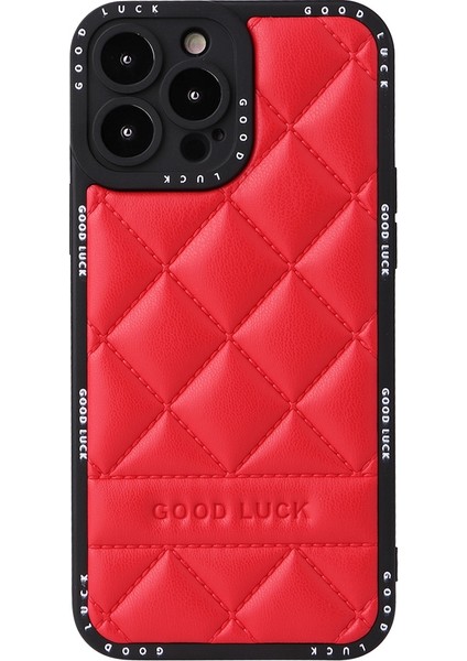 Iphone 15 Pro Rhombic Grid Doku Pu Deri Kaplamalı Pc+Tpu Telefon Kırmızı Telefon Kılıfı (Yurt Dışından)