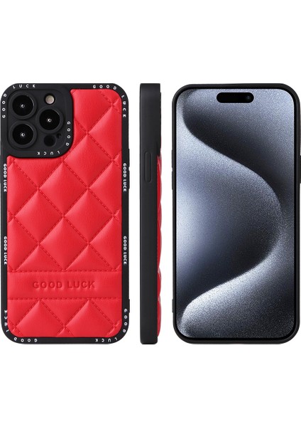 Iphone 15 Pro Rhombic Grid Doku Pu Deri Kaplamalı Pc+Tpu Telefon Kırmızı Telefon Kılıfı (Yurt Dışından) indirimleri