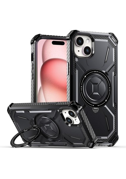 Iphone 15 Plus Manyetik Halkası Tutucu Kickstand Koruyucu Black Için Telefon Kılıfı (Yurt Dışından)